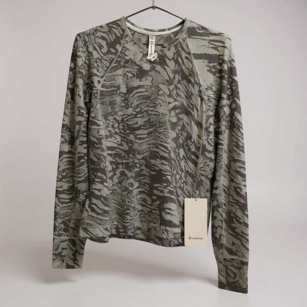 Lululemon It’s Rulu Run Long Sleeve Jacquard Top – Liquidize Camo (Size 8, NWT) - Picture 2 of 4